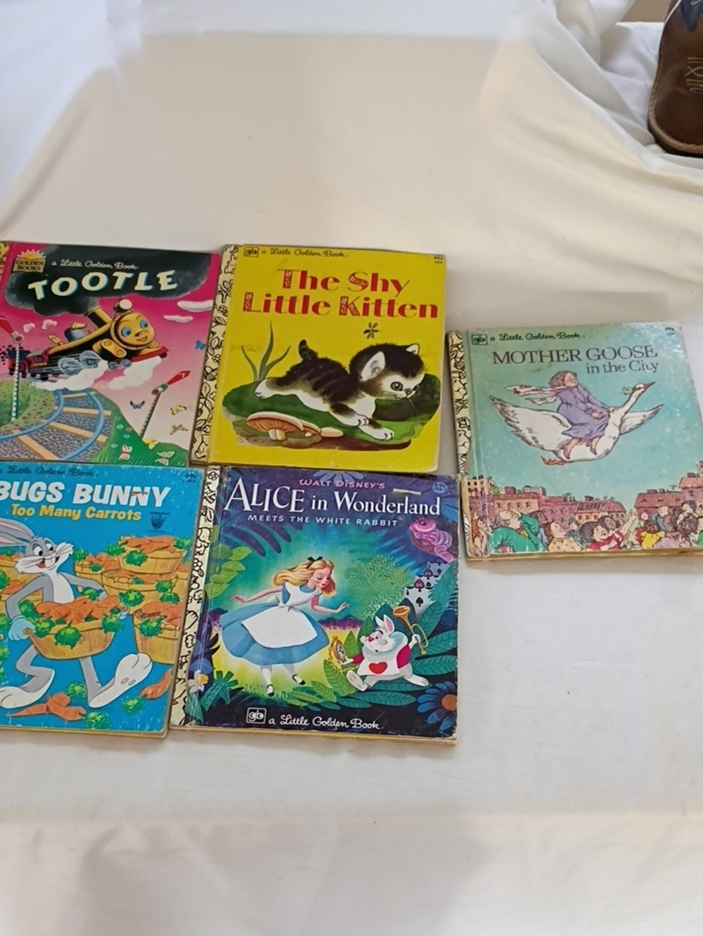 Set Of 5 Vintage Little Golden Books 1970s 1980s The Shy Kitten, Tootle, Bugs